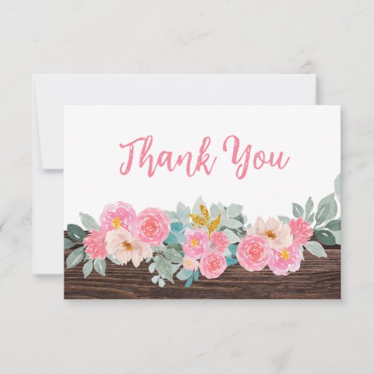 Rustic Floral Flat Thank You Card (Voorkant)