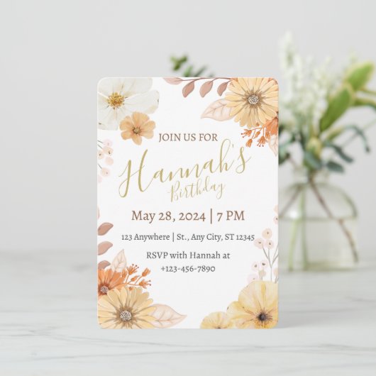 Rustic Floral For Women – Boho Fall Flowers Kaart (Staand voorkant)