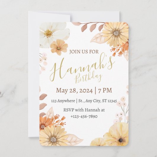 Rustic Floral For Women – Boho Fall Flowers Kaart (Voorkant)