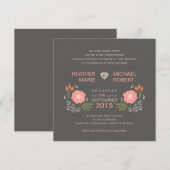 Rustic Floral Formal Style Wedding Invitations Kaart (Voorkant / Achterkant)