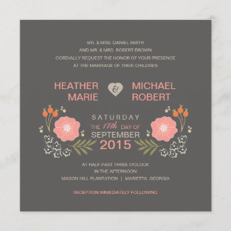 Rustic Floral Formal Style Wedding Invitations Kaart