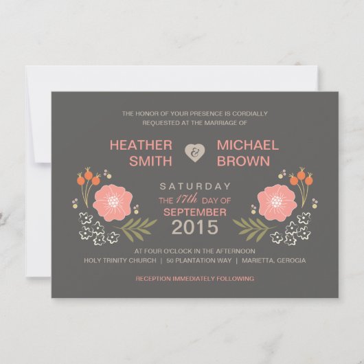 Rustic Floral Formal Style Wedding Invitations Kaart (Voorkant)