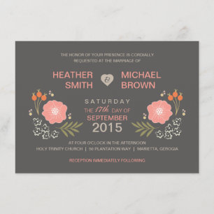 Rustic Floral Formal Style Wedding Invitations Kaart