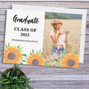Rustic Floral Foto Afstuderen kondiging Kaart