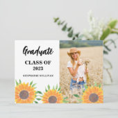 Rustic Floral Foto Afstuderen kondiging Kaart (Staand voorkant)