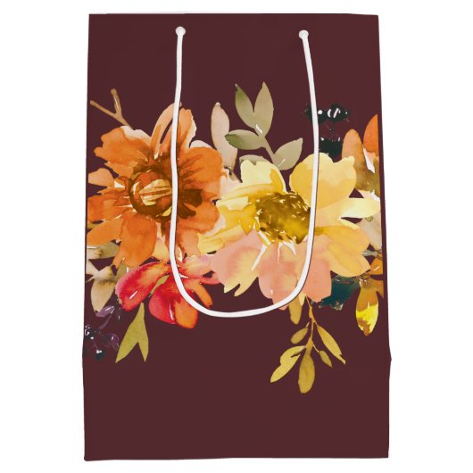 Rustic Floral Friendsgiving  Medium Cadeauzakje (Achterkant)