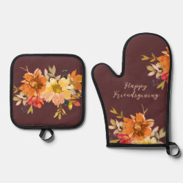 Rustic Floral Friendsgiving  Ovenwant & Pannenlap Set