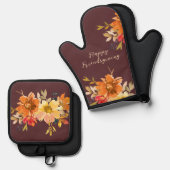 Rustic Floral Friendsgiving  Ovenwant & Pannenlap Set (Voorkant / Achterkant)