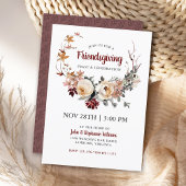 Rustic Floral Friendsgiving Thanksgiving Dinner Kaart