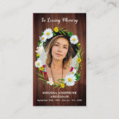 Rustic Floral Funeral Memorial Prayer Kaart Foto Contactkaartje (Voorkant)