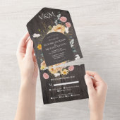 Rustic Floral Garden Wedding All In One Uitnodiging (Afscheurbaar)