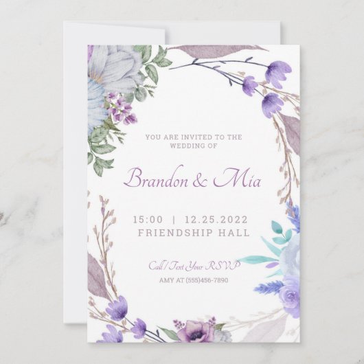 Rustic Floral Garden Wedding Invitation Kaart (Voorkant)