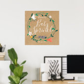 Rustic Floral Garland Baby Sprinkle Welcome Sign Poster (Thuiskantoor)