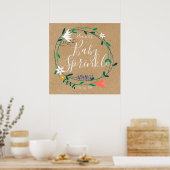 Rustic Floral Garland Baby Sprinkle Welcome Sign Poster (Keuken)