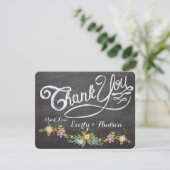 Rustic Floral Garland Chalkboard Wedding Bedankkaart (Staand voorkant)