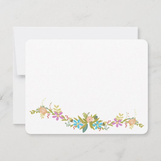 Rustic Floral Garland Chalkboard Wedding Bedankkaart (Achterkant)