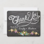 Rustic Floral Garland Chalkboard Wedding Bedankkaart (Voorkant)
