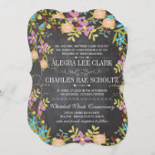 Rustic Floral Garland Chalkboard Wedding Kaart (Voorkant / Achterkant)