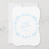 Rustic Floral Garland Folk Art Blue Wedding Kaart (Achterkant)
