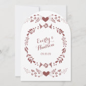 Rustic Floral Garland Folk Art Marsala Wedding Kaart (Achterkant)
