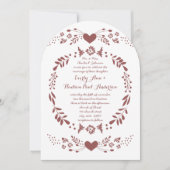 Rustic Floral Garland Folk Art Marsala Wedding Kaart (Voorkant)