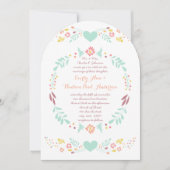 Rustic Floral Garland Folk Art Marsala Wedding Kaart (Voorkant)