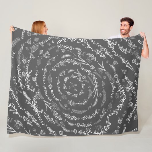 Rustic Floral Garland Folk Art Pattern Fleece Deken (In situ)