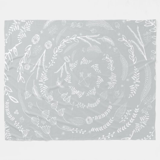 Rustic Floral Garland Folk Art Pattern Fleece Deken (Voorkant (Horizontaal))