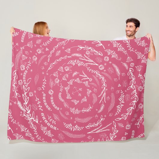Rustic Floral Garland Folk Art Pattern Fleece Deken (In situ)
