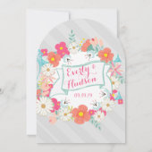 Rustic Floral Garland Folk Art Pattern Wedding Kaart (Achterkant)