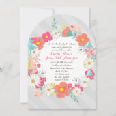 Rustic Floral Garland Folk Art Pattern Wedding Kaart (Voorkant)