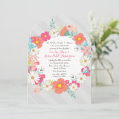 Rustic Floral Garland Folk Art Pattern Wedding Kaart (Staand voorkant)