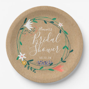 Rustic Floral Garland Vrijgezellenfeest Papieren Bordje