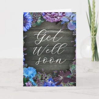 Rustic Floral Get Well Soon Personalized Greeting  Kaart