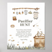 Rustic Floral Gevist Pacifier Hunt Baby shower Poster (Voorkant)