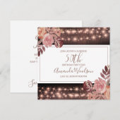 Rustic Floral Ggloing String Lights Birthday Party Kaart (Voorkant / Achterkant)