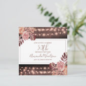 Rustic Floral Ggloing String Lights Birthday Party Kaart (Staand voorkant)