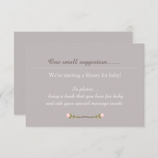Rustic Floral Girl's Baby shower Note Insert Informatiekaartje (Voorkant / Achterkant)