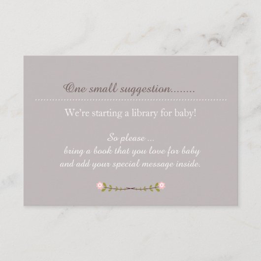 Rustic Floral Girl's Baby shower Note Insert Informatiekaartje (Voorkant)