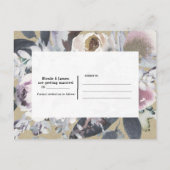 Rustic Floral Glam Navy Kraft Photo Save the Date Aankondigingskaart (Achterkant)