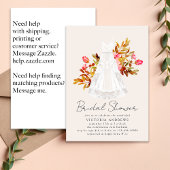 Rustic Floral Gown Bridal Shower Kaart