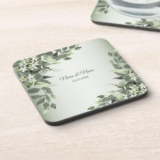 Rustic Floral Greenery Eucalyptus Leaves Bier Onderzetter (Linkerzijde)