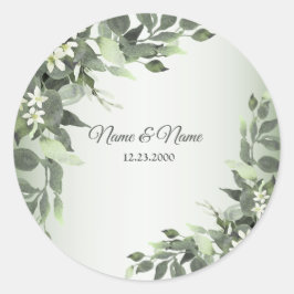 Rustic Floral Greenery Eucalyptus Leaves Classic R Ronde Sticker