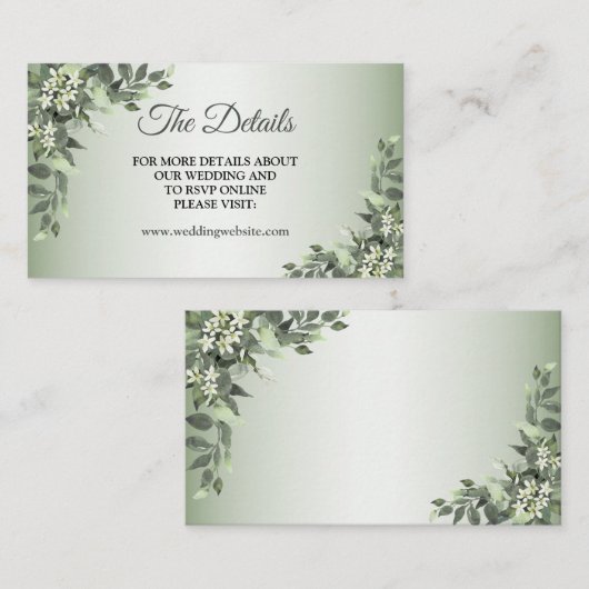 Rustic Floral Greenery Eucalyptus Leaves Details Informatiekaartje (Voorkant / Achterkant)