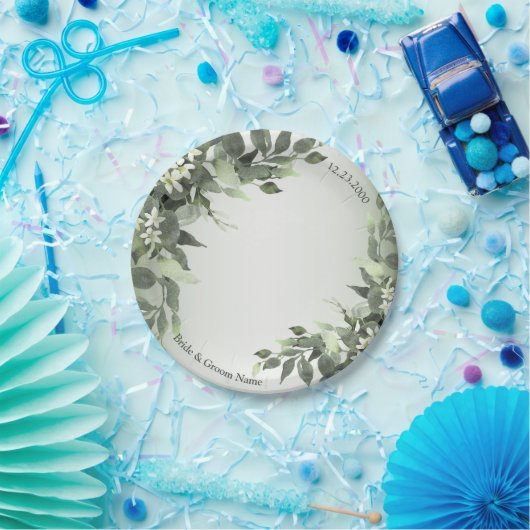 Rustic Floral Greenery Eucalyptus Leaves Papieren Bordje (Feest)