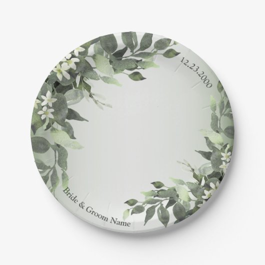 Rustic Floral Greenery Eucalyptus Leaves Papieren Bordje (Voorkant)