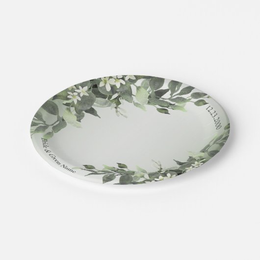 Rustic Floral Greenery Eucalyptus Leaves Papieren Bordje (Gekanteld)