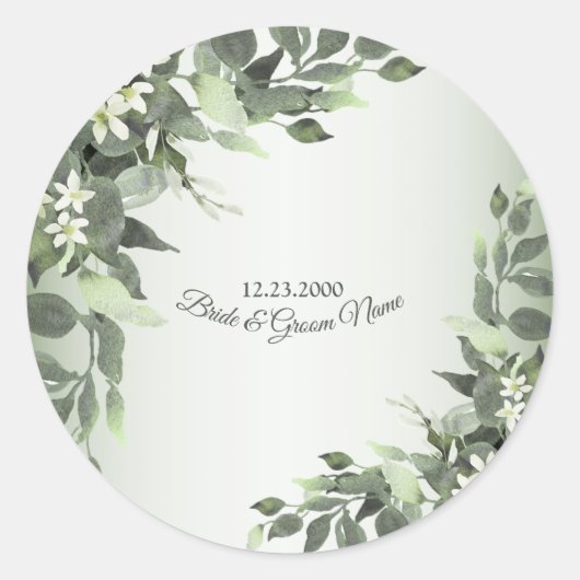 Rustic Floral Greenery Eucalyptus Leaves Ronde Sticker (Voorkant)