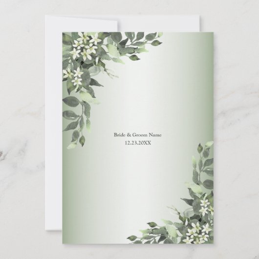 Rustic Floral Greenery Eucalyptus Leaves Wedding Kaart (Achterkant)