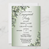 Rustic Floral Greenery Leaves Engagement Party Kaart (Voorkant)